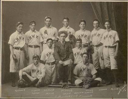 Group photo of the first Normal School baseball team.