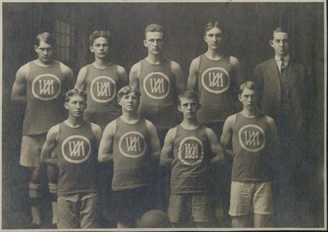 Group photo of the first Normal School basketball team.
